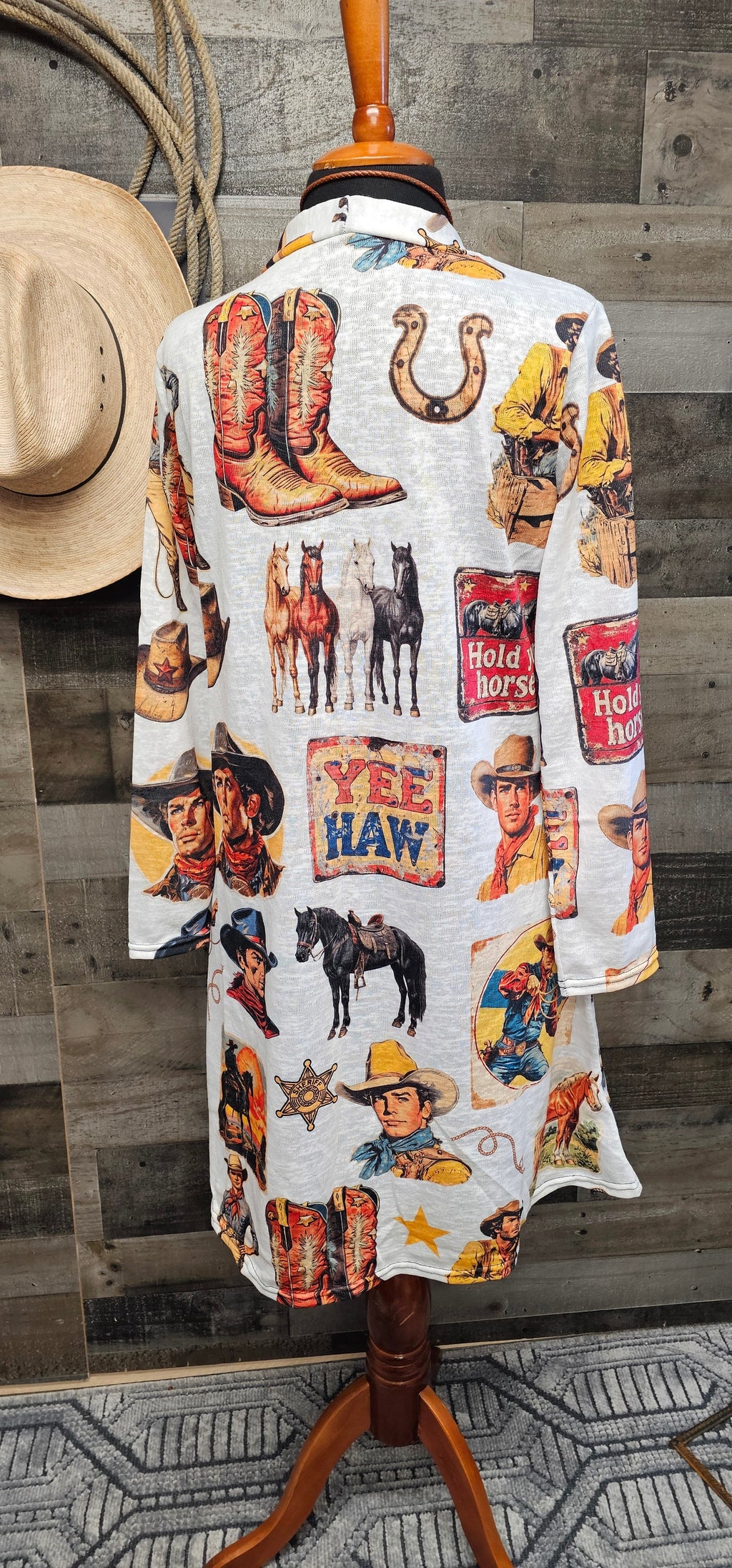 Vintage Cowboy Collage Western Lightweight Cardigan