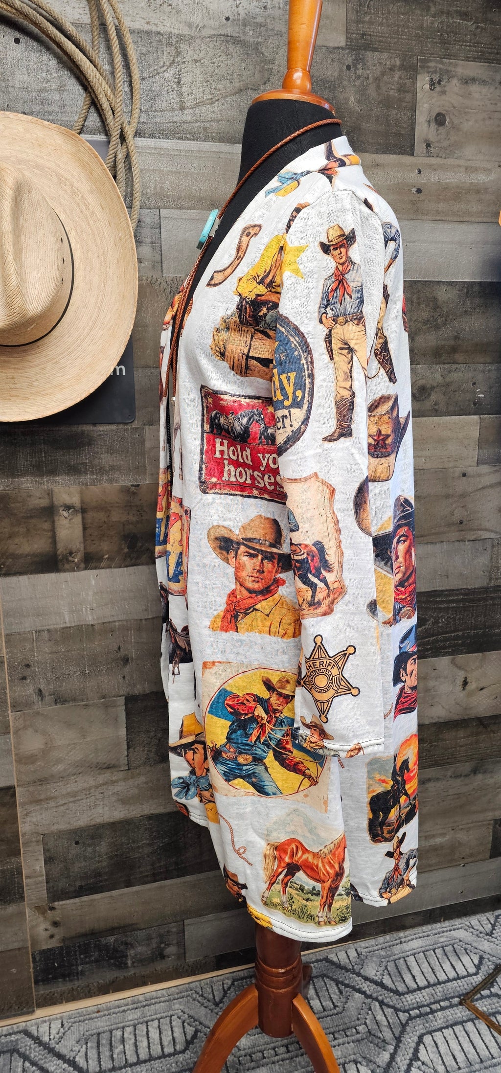 Vintage Cowboy Collage Western Lightweight Cardigan