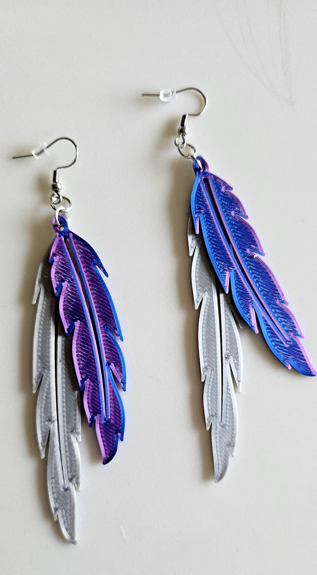3D Print Double Feather Boho Earrings Made in America