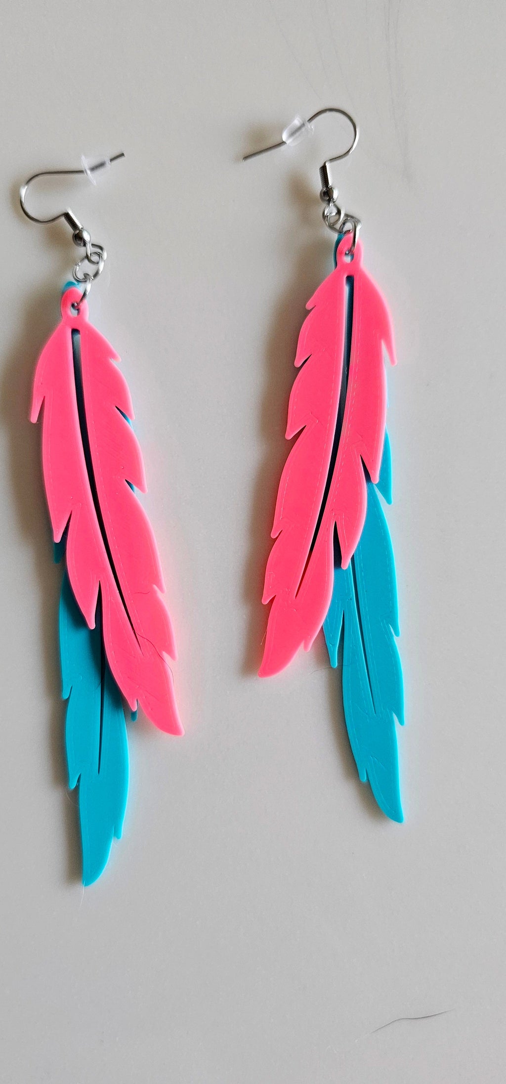 3D Print Double Feather Boho Earrings Made in America