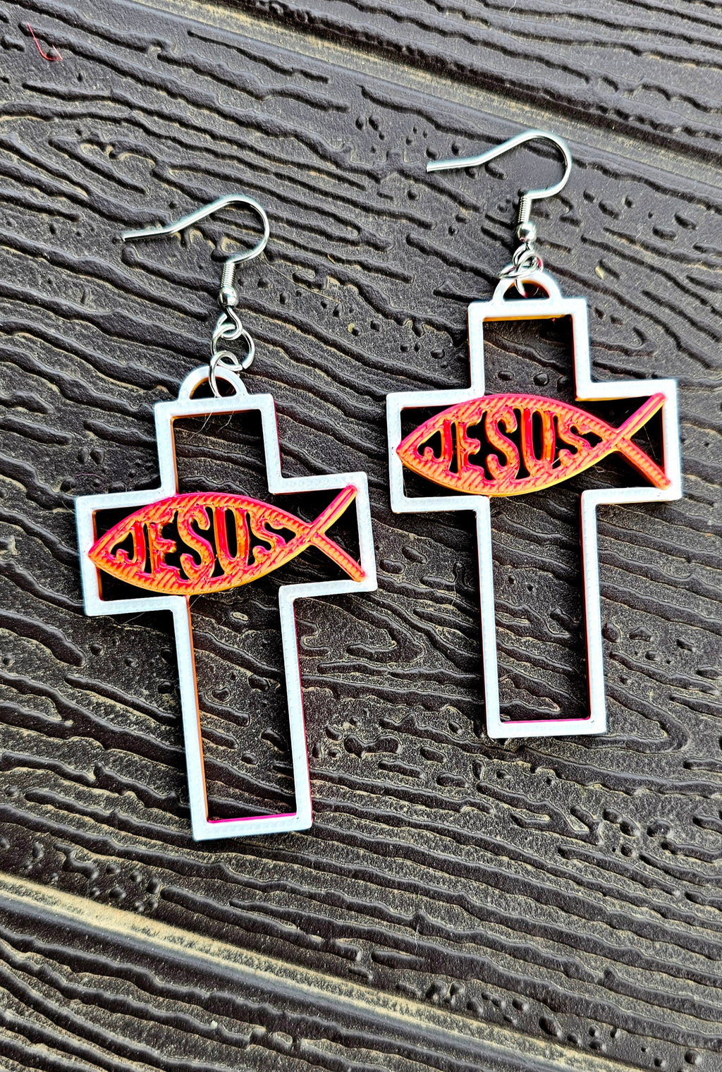 3D Print Christian Cross Faith Earrings Made in America