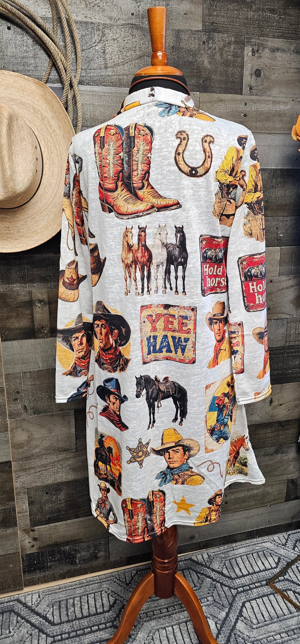 Vintage Cowboy Collage Western Lightweight Cardigan