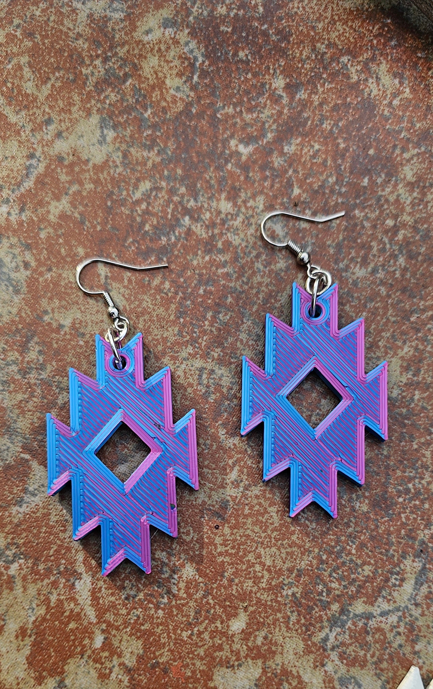 3D Print Southwestern Aztec Boho Earrings Choice of Colors Made in America