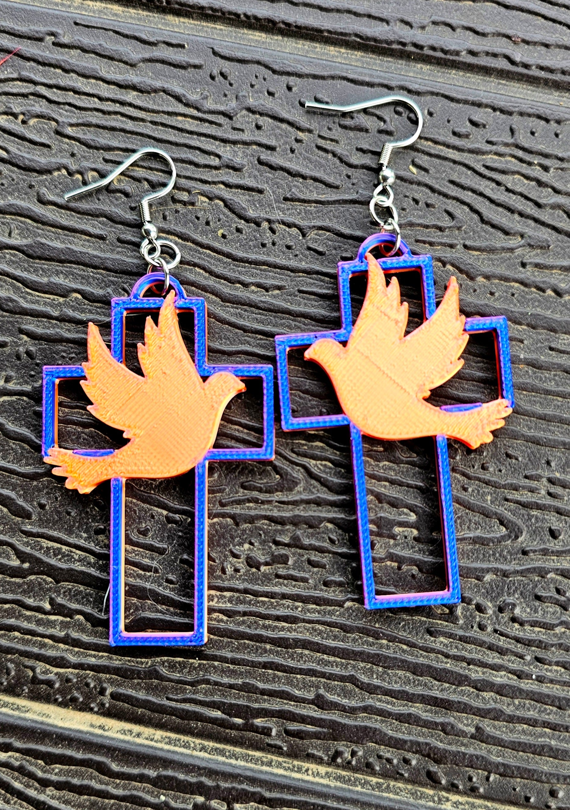 3D Print Christian Cross Faith Earrings Made in America
