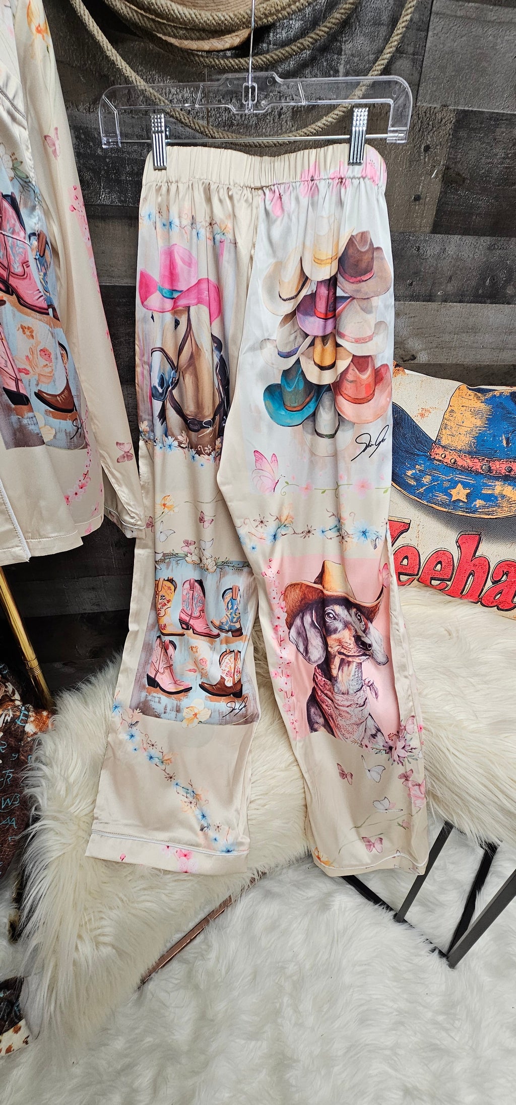 Danilo Painted Cowgirl Satin Long Pajamas