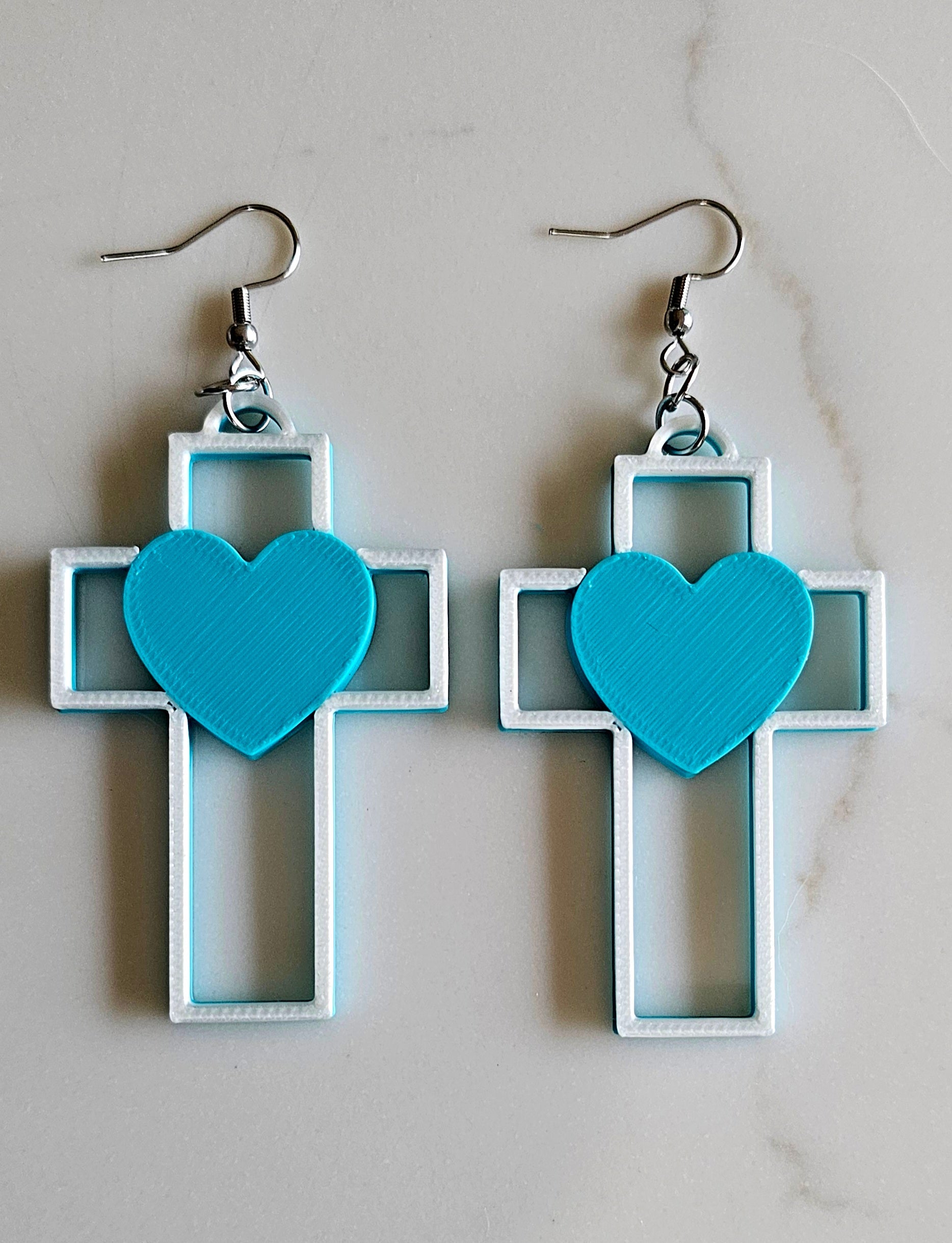 3D Print Christian Cross Faith Earrings Made in America