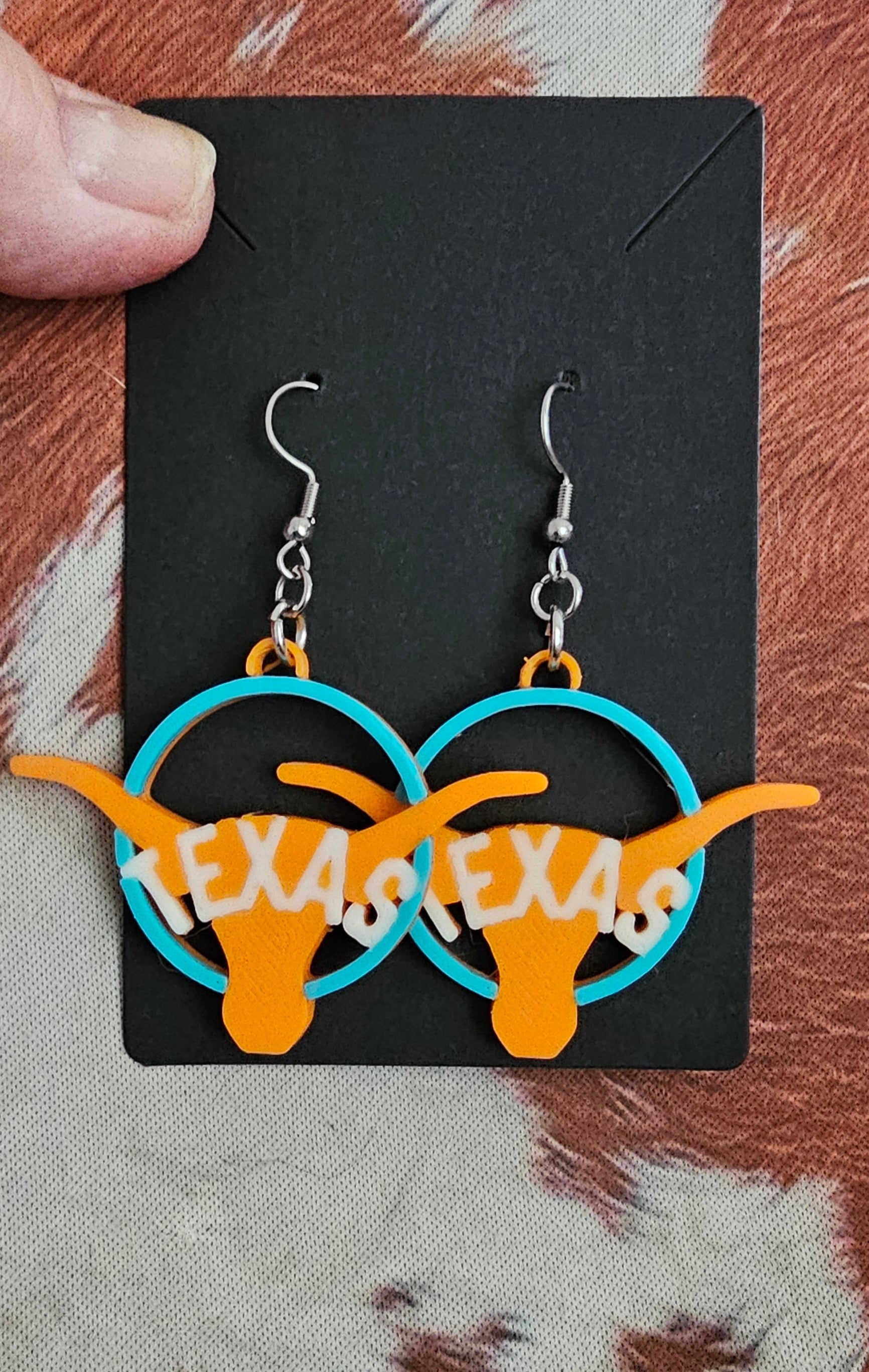 3D Print Set of 3 Pair Texas Longhorn Cowgirl Western Earrings Made in America