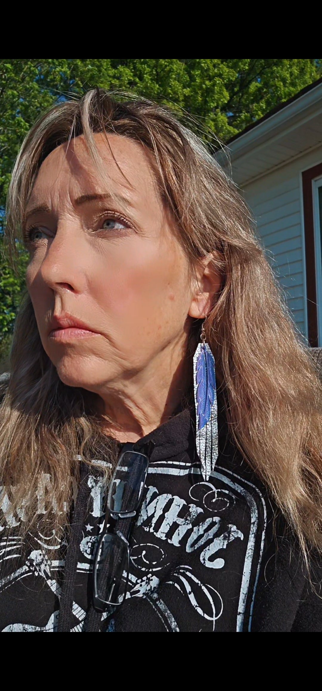 3D Printed Feather Leather Fringe Earrings Made in America