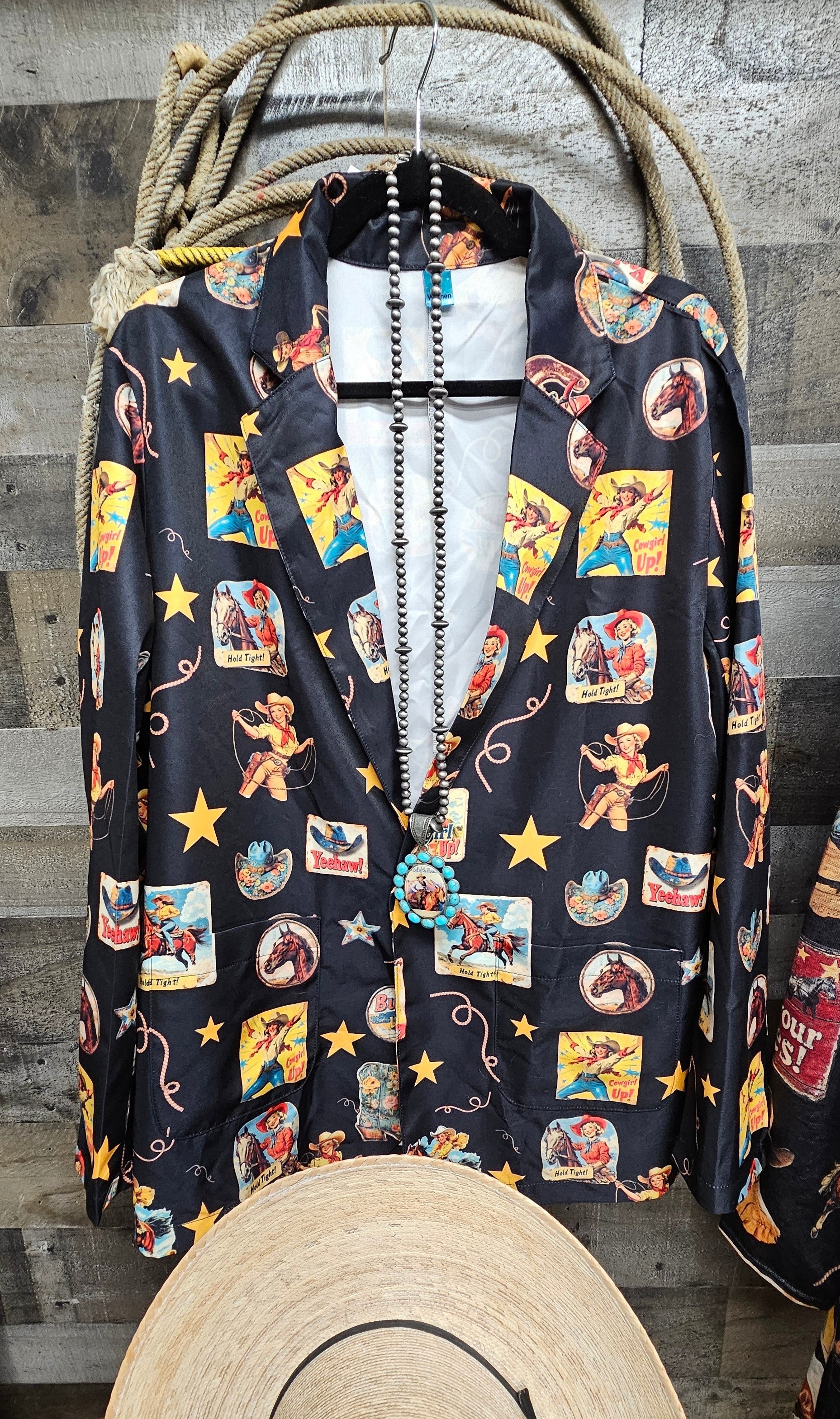 Vintage Cowgirl Collage Western Blazer