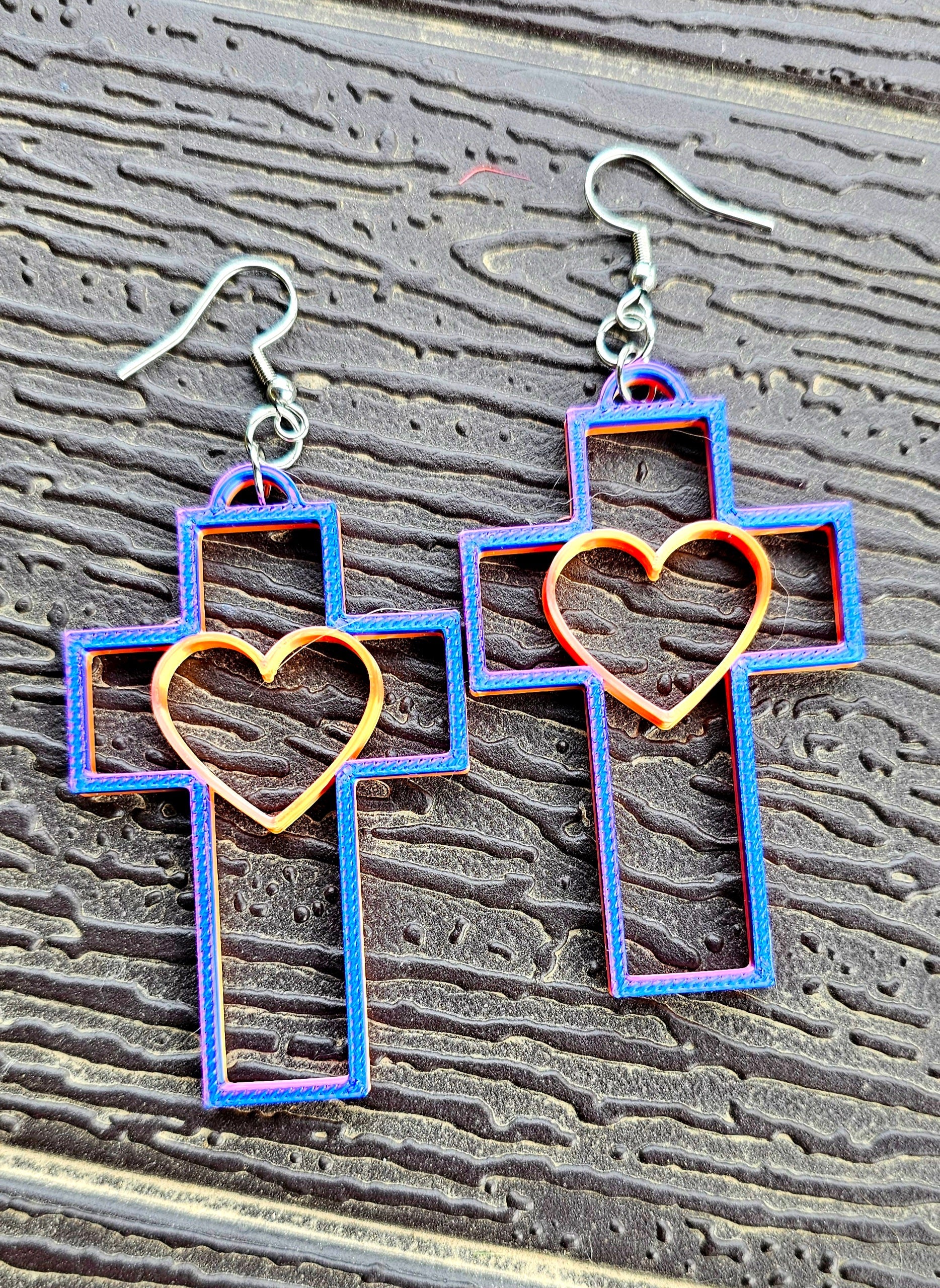 3D Print Christian Cross Faith Earrings Made in America