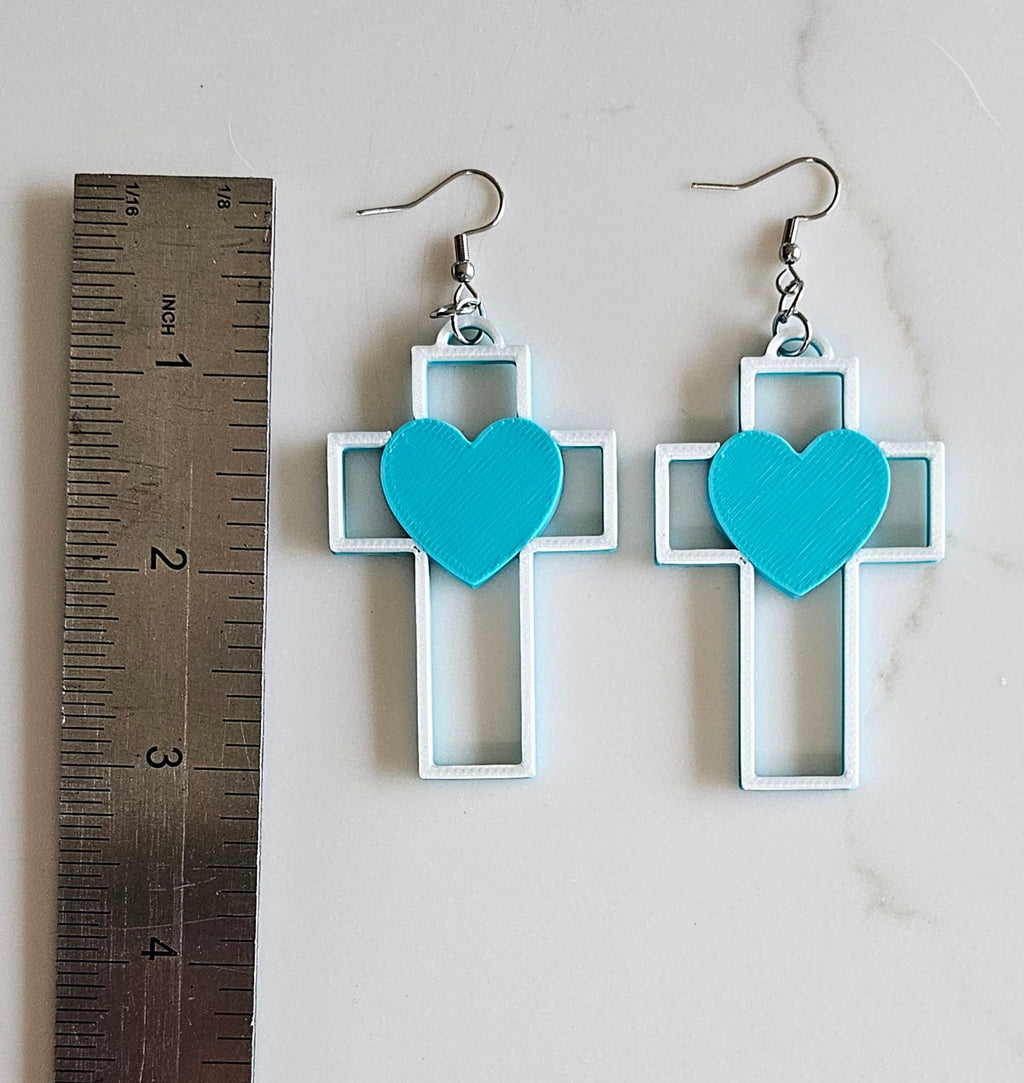 3D Print Christian Cross Faith Earrings Made in America