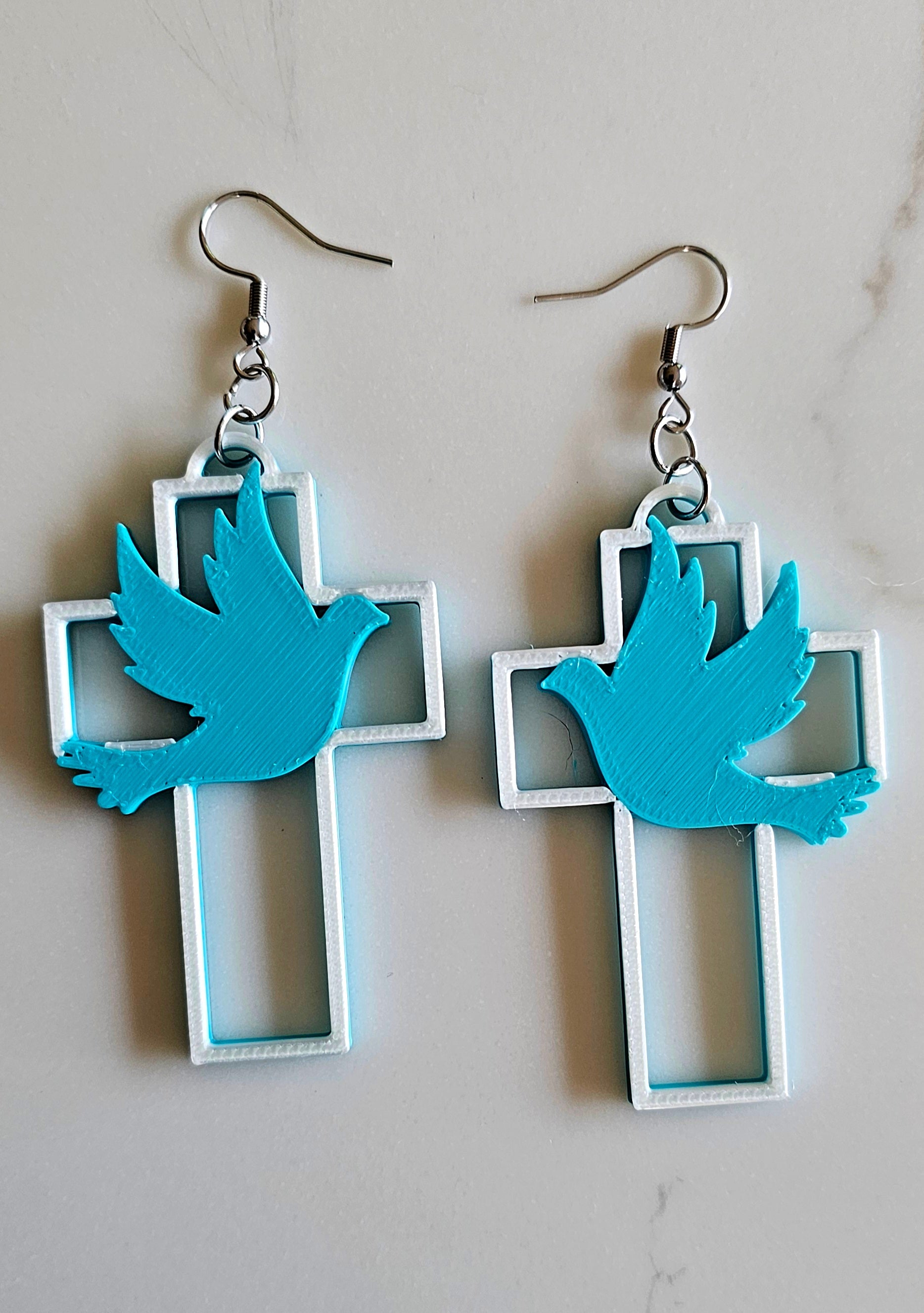 3D Print Christian Cross Faith Earrings Made in America