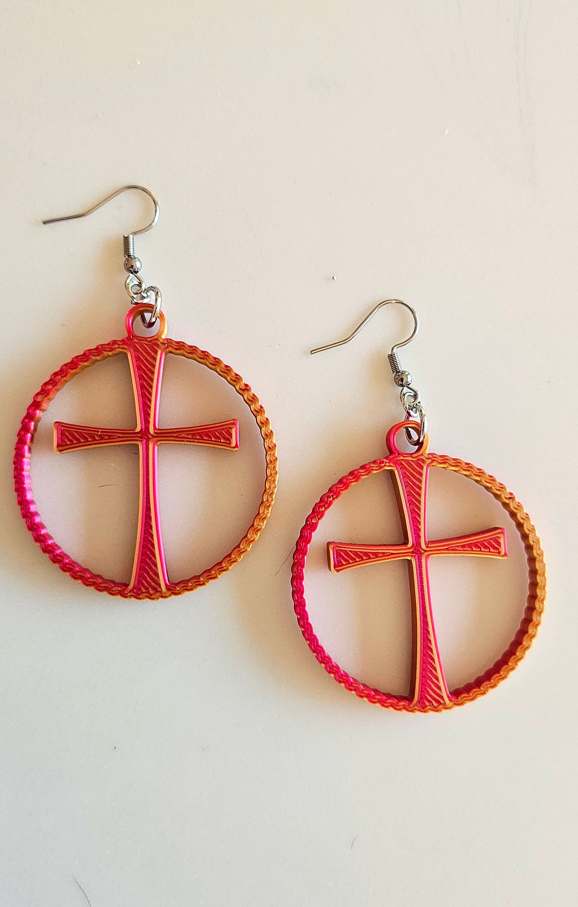 3D Print Christian Cross Faith Earrings Made in America