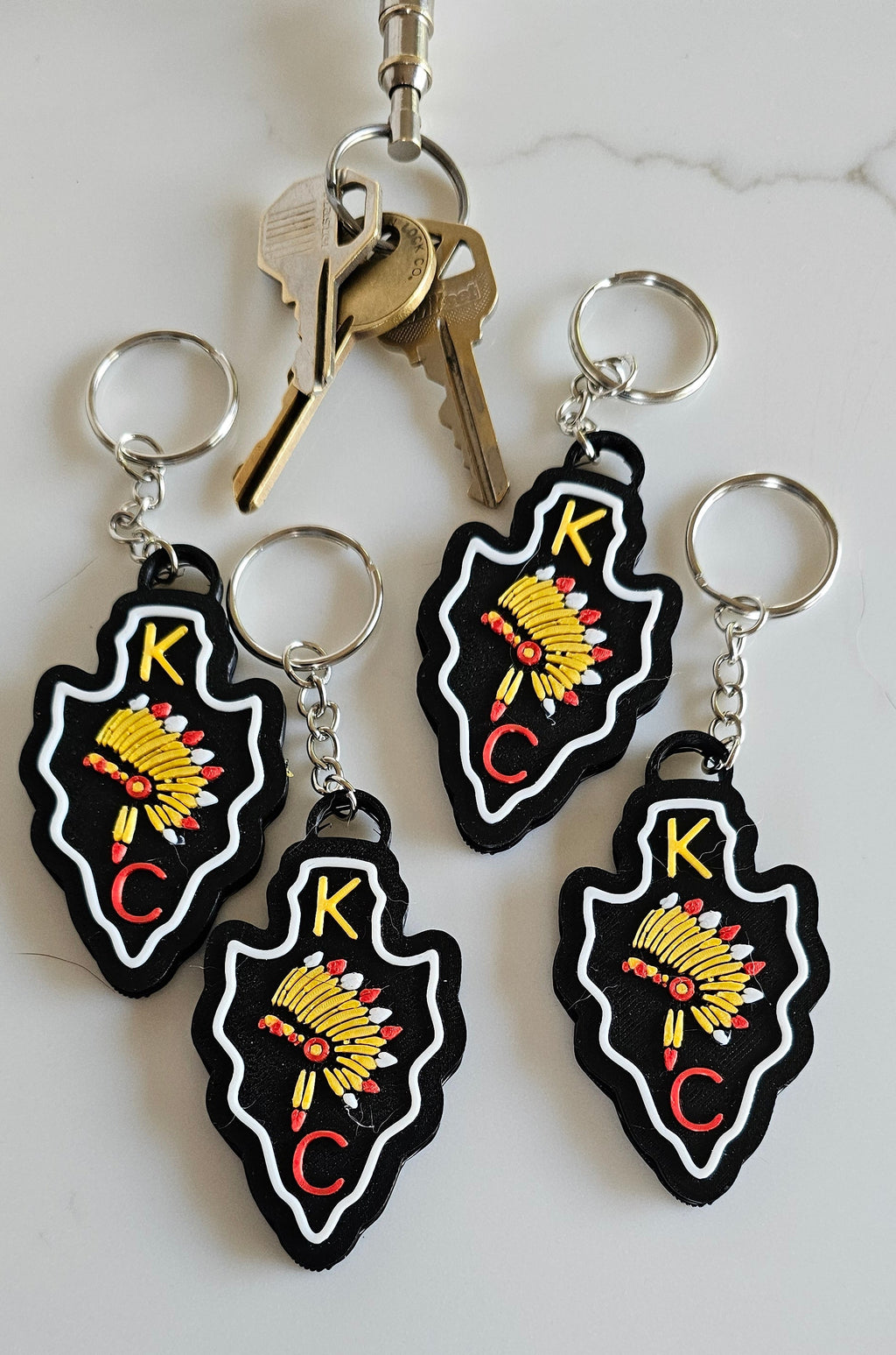 Chiefs Keychains 3D Print Chiefs Arrowhead Kc 15 Mahomes Kansas City 87 Kelce Football ...