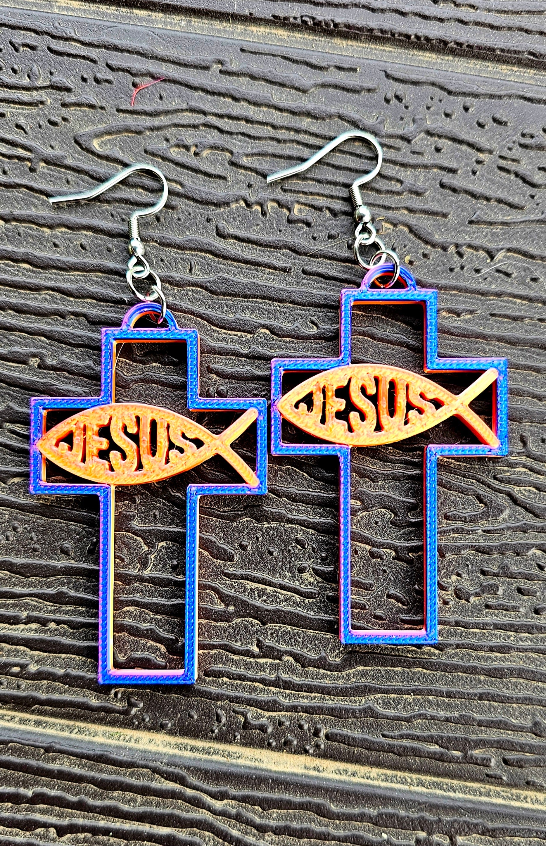 3D Print Christian Cross Faith Earrings Made in America