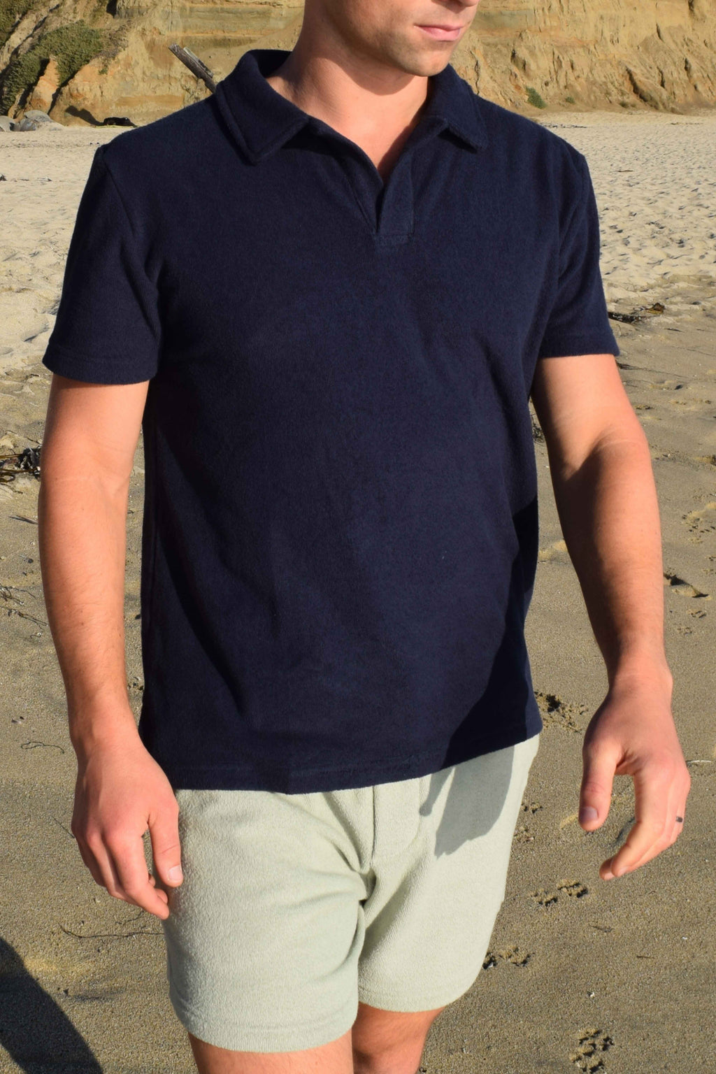 Navy Toweling Terry Polo