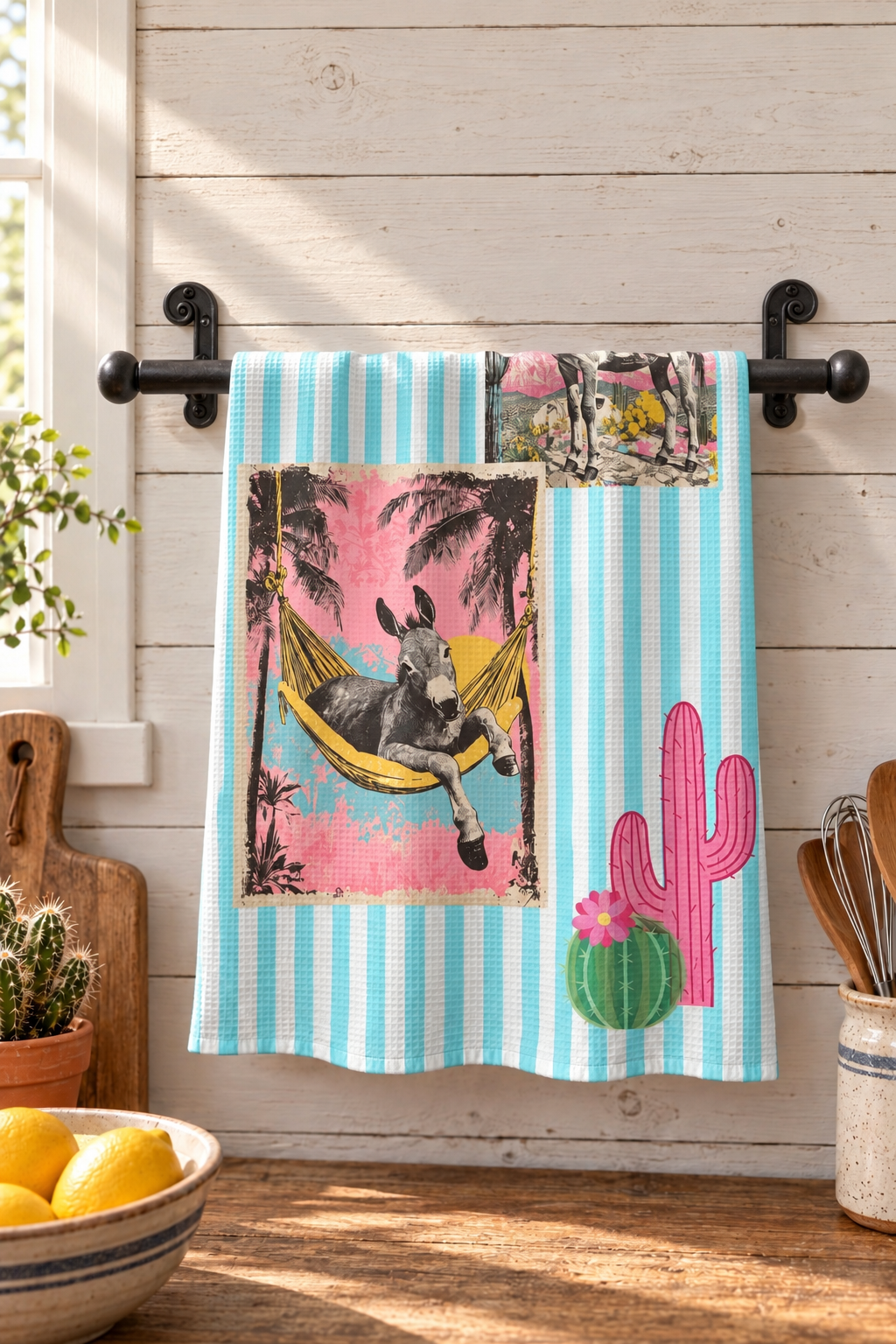 Baha Ranch Hangin Out Donkey Set of 2 (same) Kitchen Towels Made in America