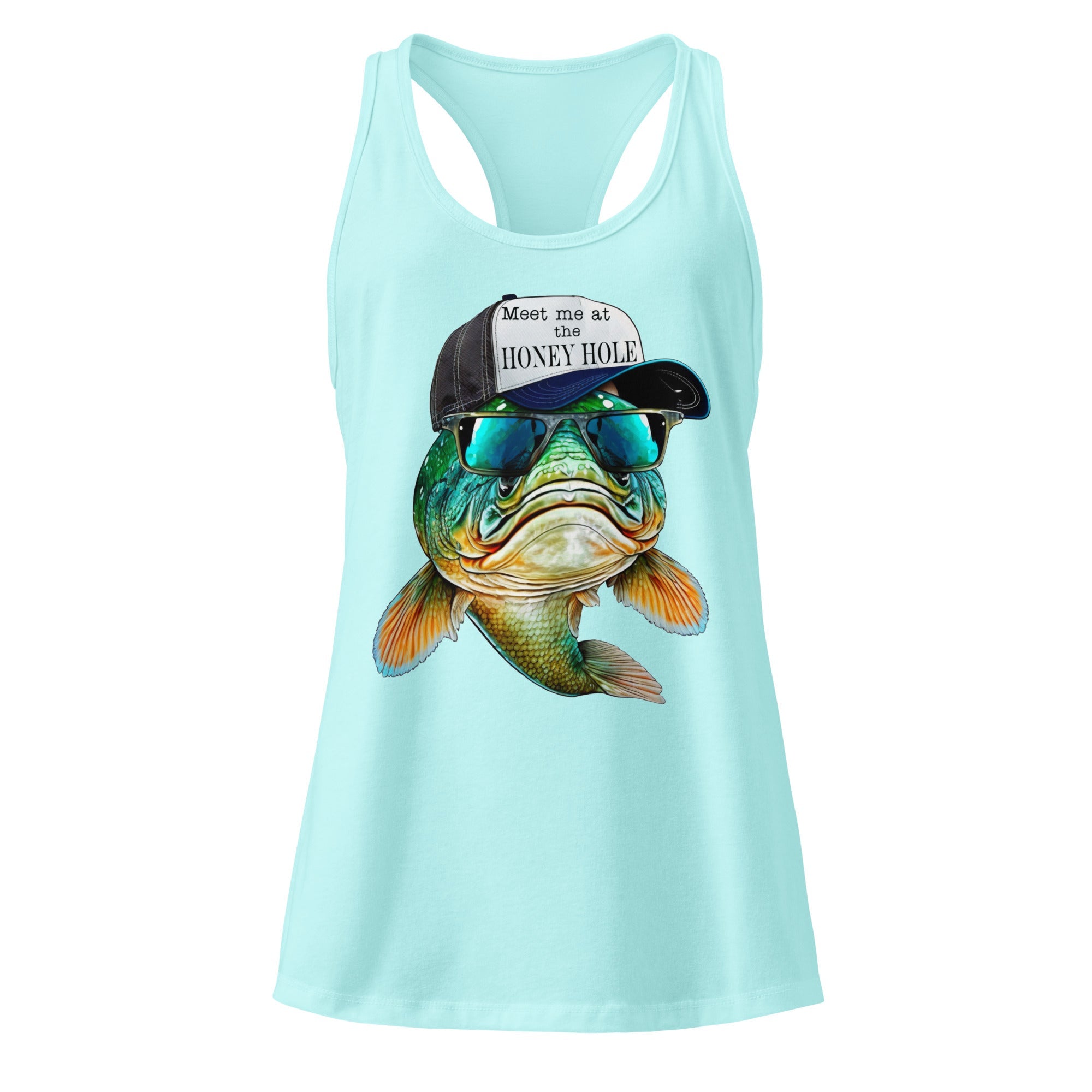 Honey Hole Fish Women’s Fitted Racerback Tank Top