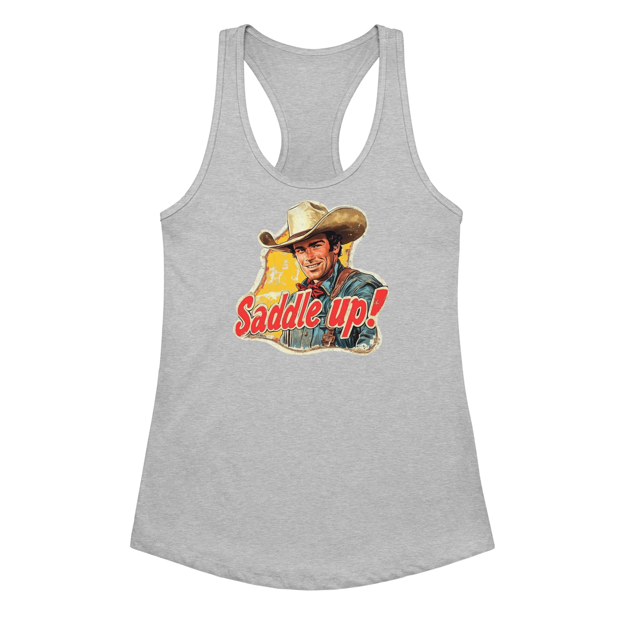 Saddle Up! Vintage Western Women’s Fitted Racerback Tank Top