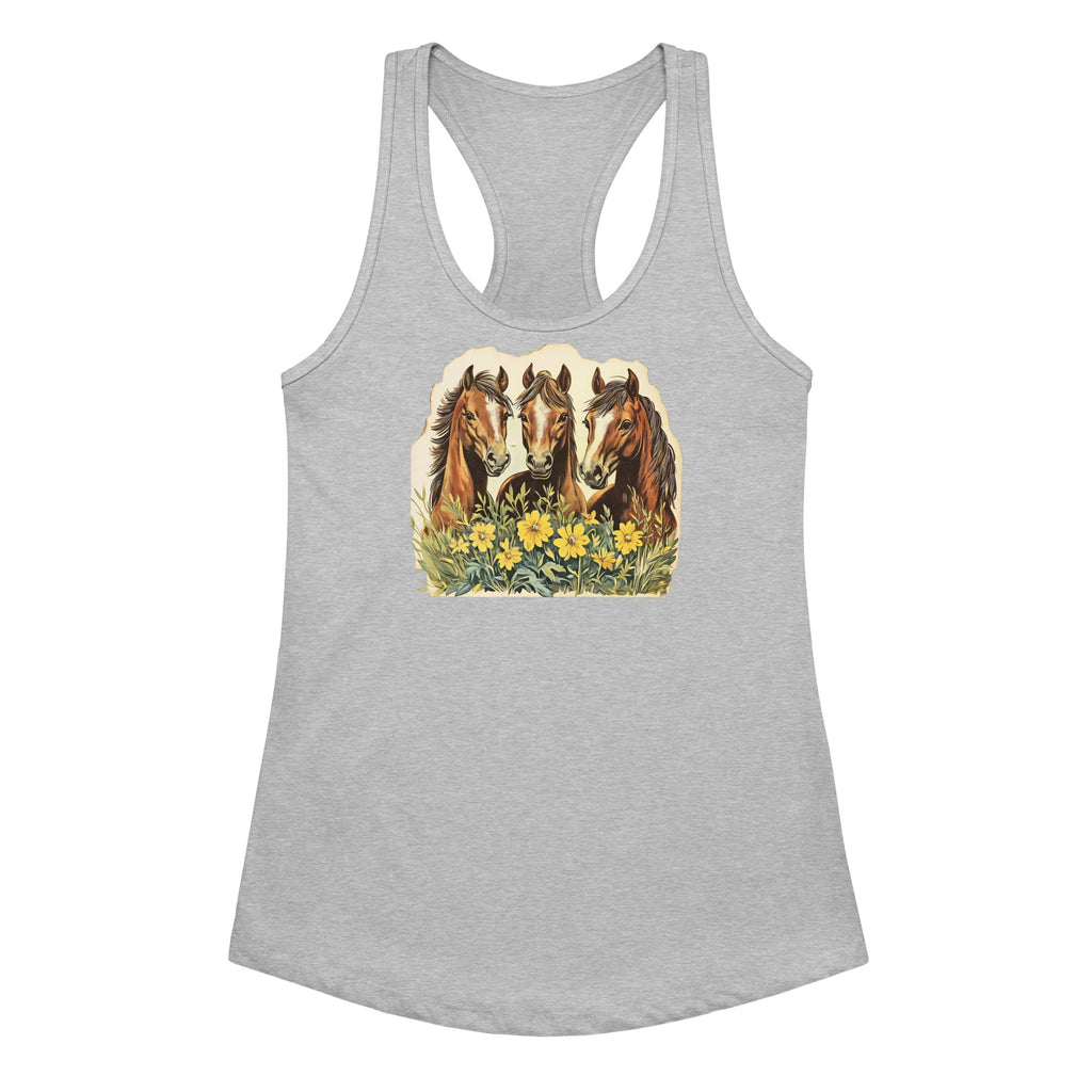 Horse Trio Women’s Fitted Racerback Tank Top