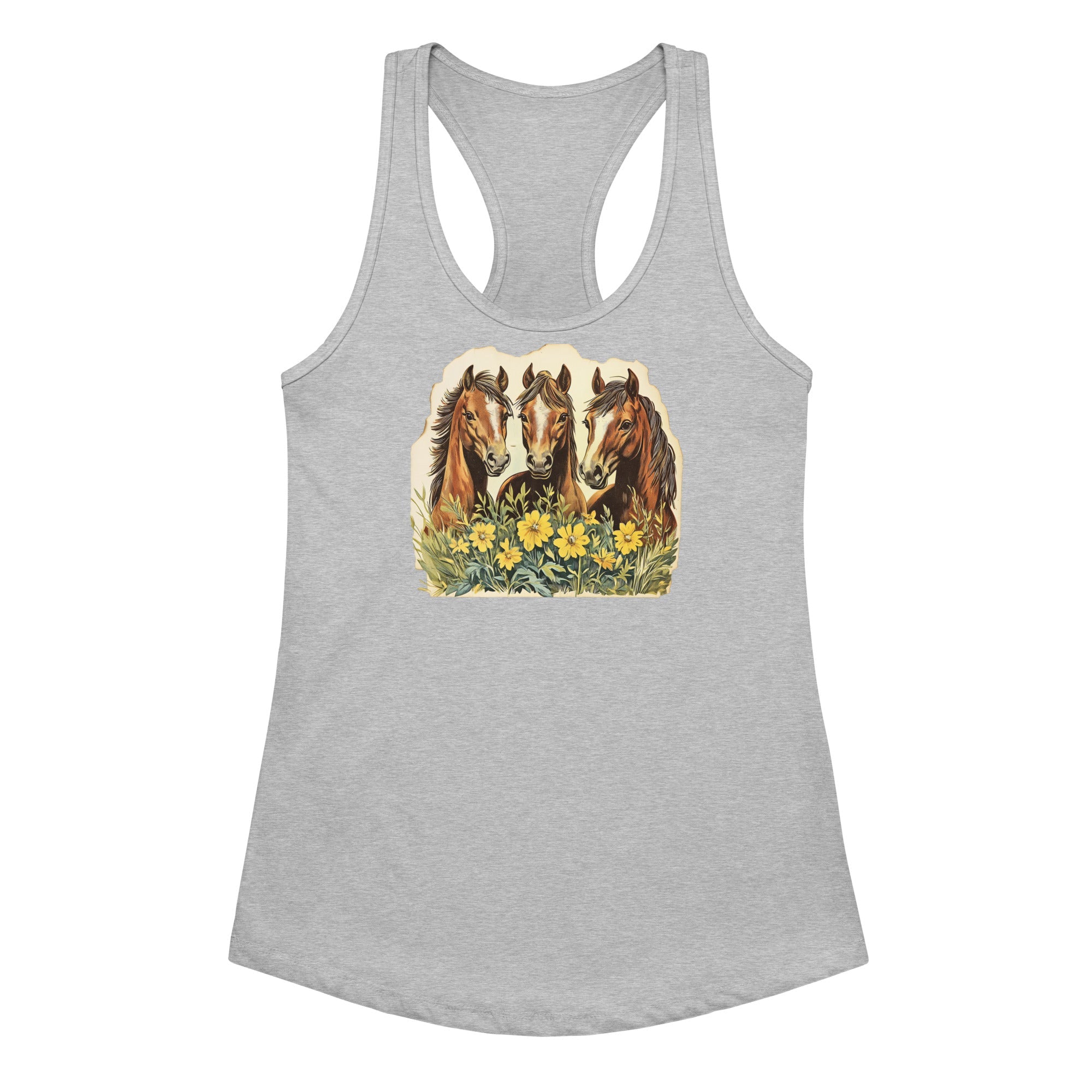 Horse Trio Women’s Fitted Racerback Tank Top