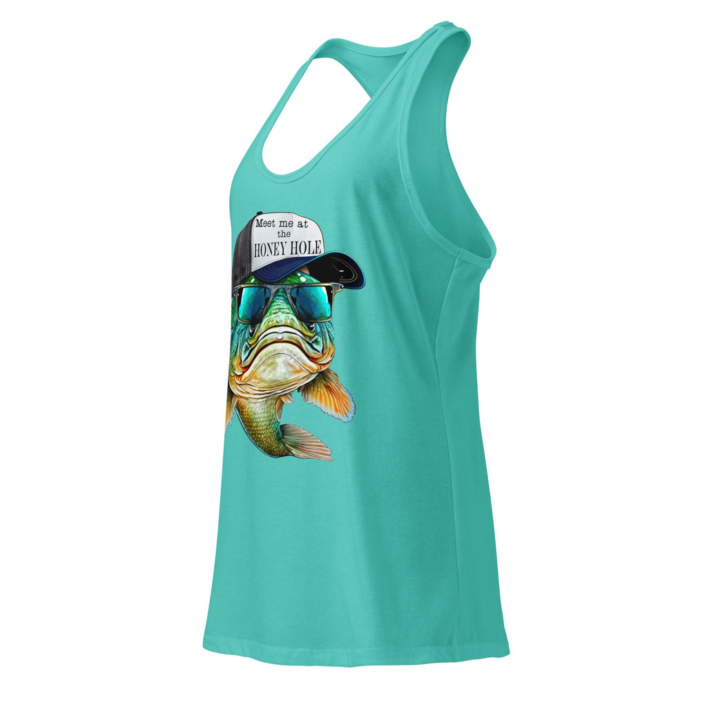 Honey Hole Fish Women’s Fitted Racerback Tank Top