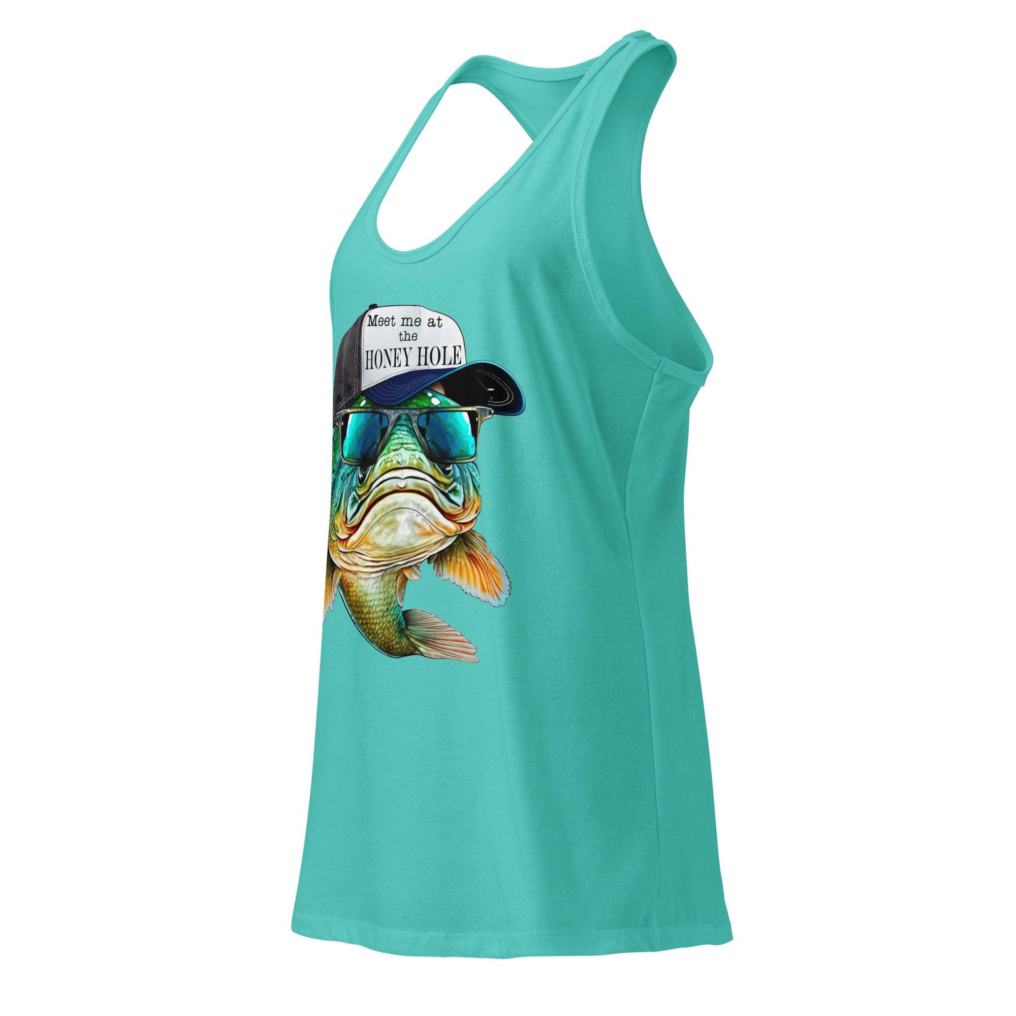 Honey Hole Fish Women’s Fitted Racerback Tank Top
