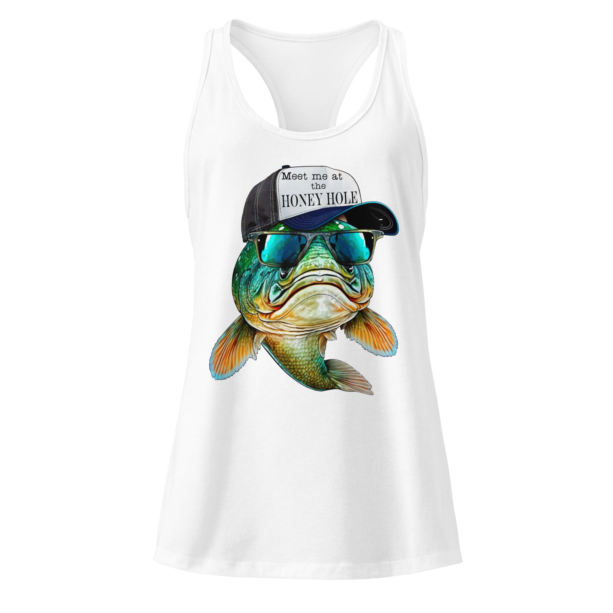 Honey Hole Fish Women’s Fitted Racerback Tank Top