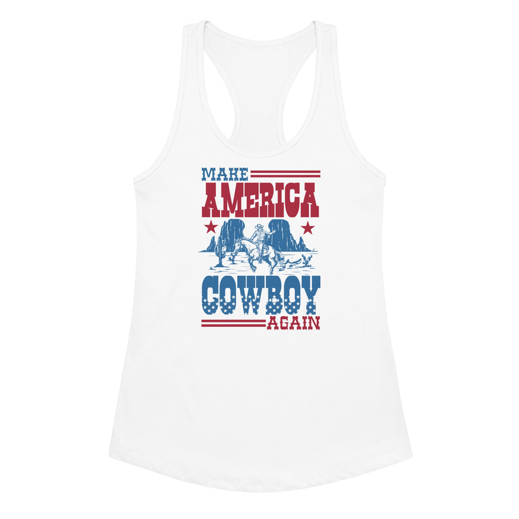 Make America Cowboy Again Women’s fitted Racerback Tank Top