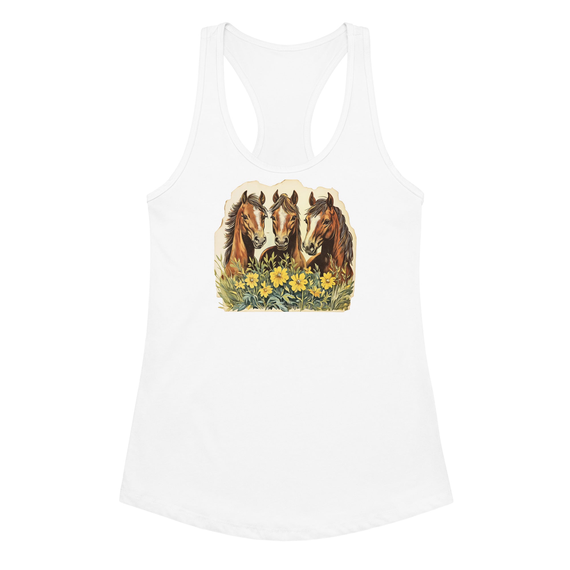 Horse Trio Women’s Fitted Racerback Tank Top