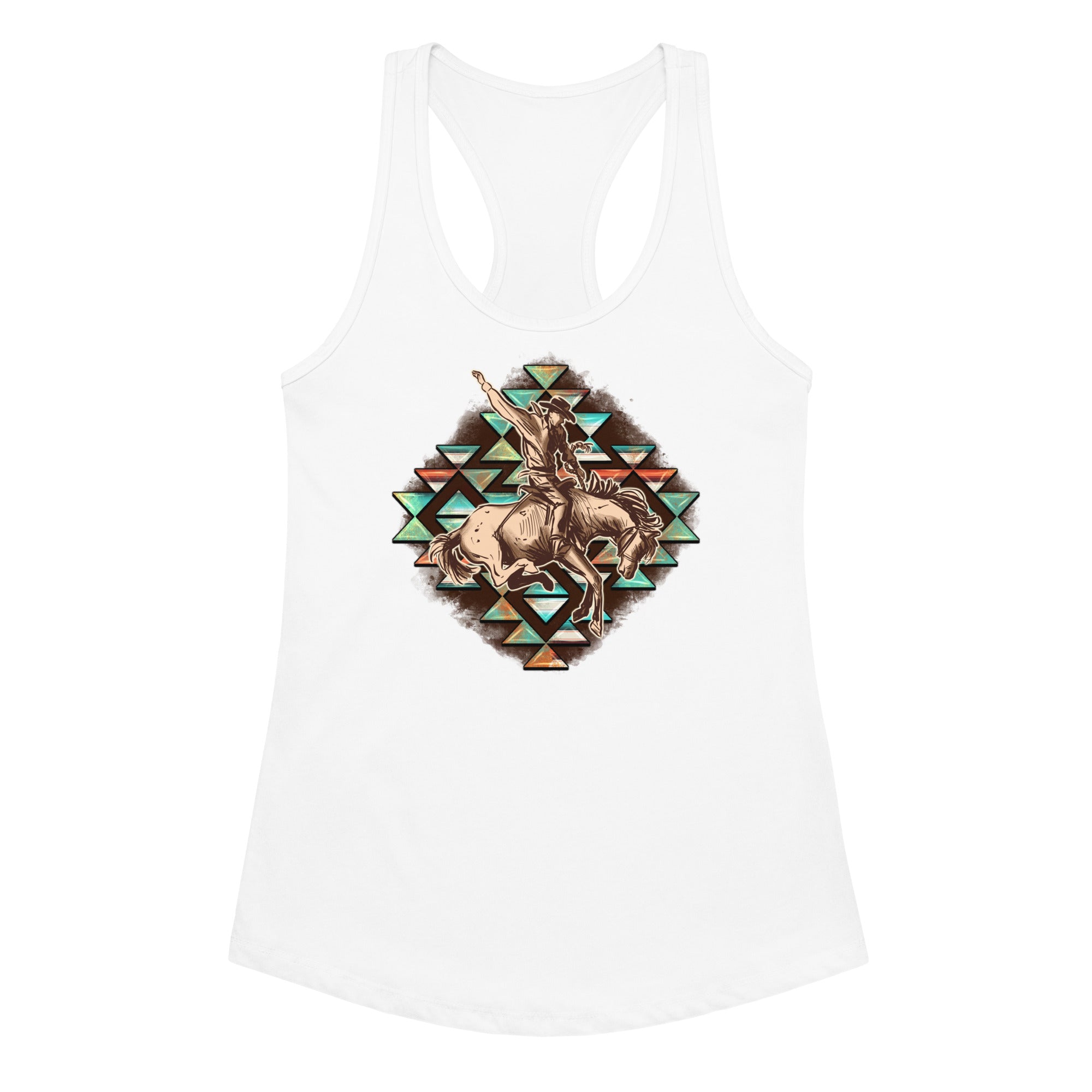 Aztec Cowboy Women’s Fitted Racerback Tank Top