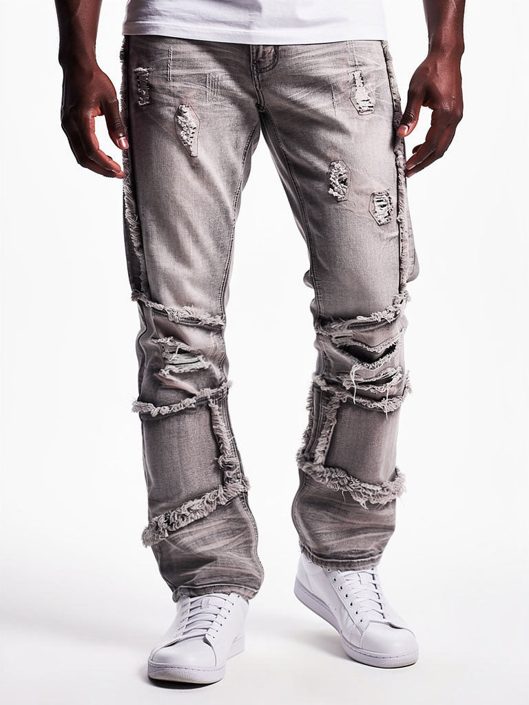 Makobi Gianos Stacked Jeans, Gray, product back
