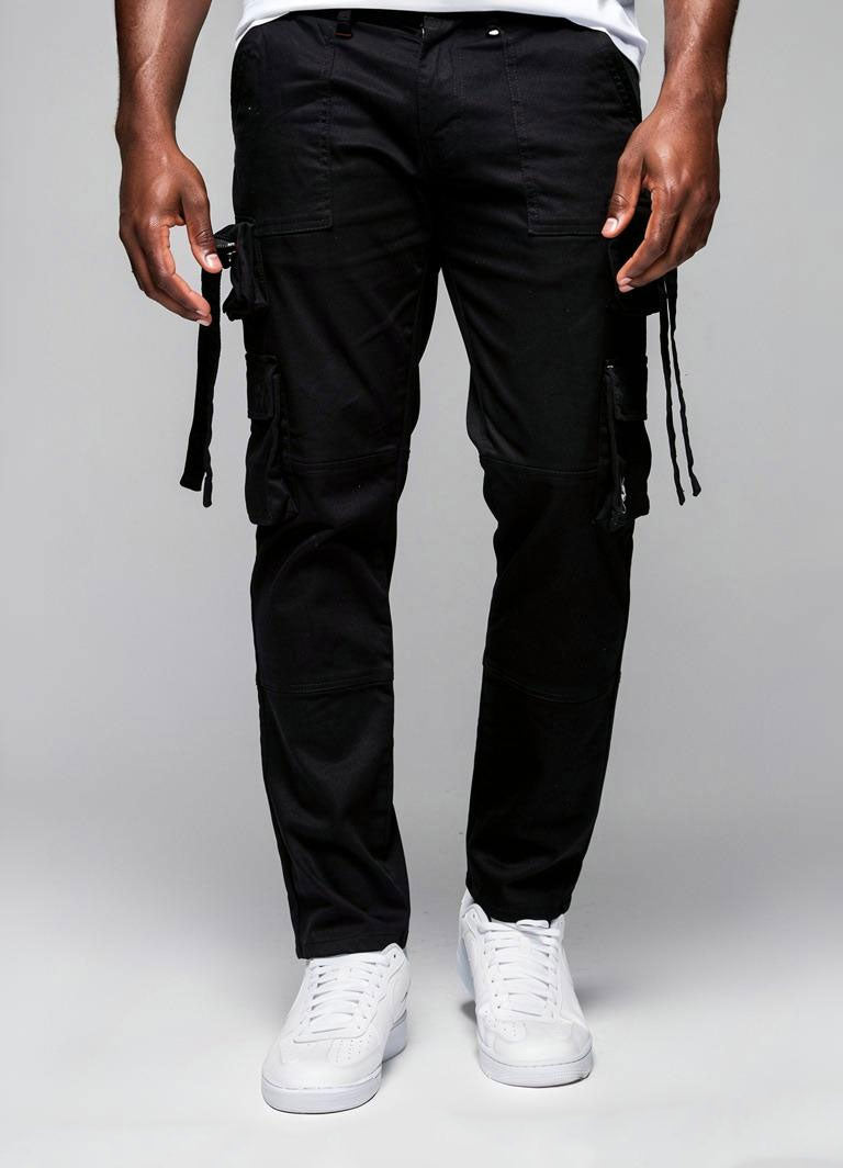 Makobi Aries Cargo Denim Jeans, Black, product front